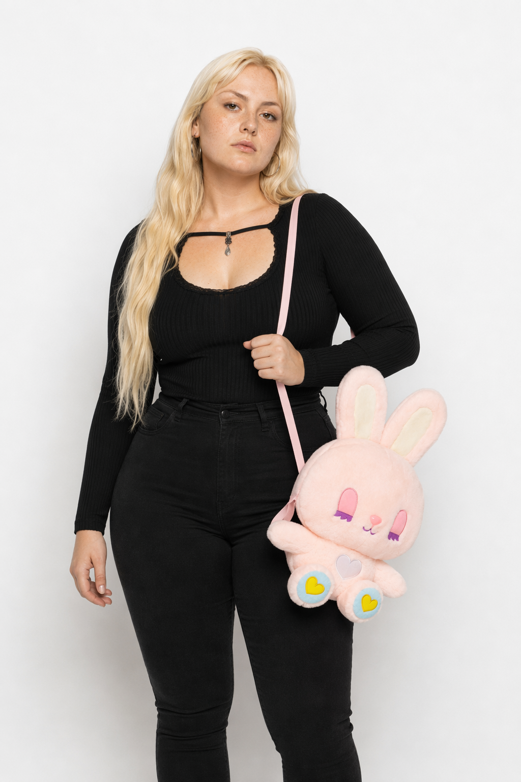 Heavenly Bunny Backpack in Velvety Soft Fabric for Cuddly Comfort Pink