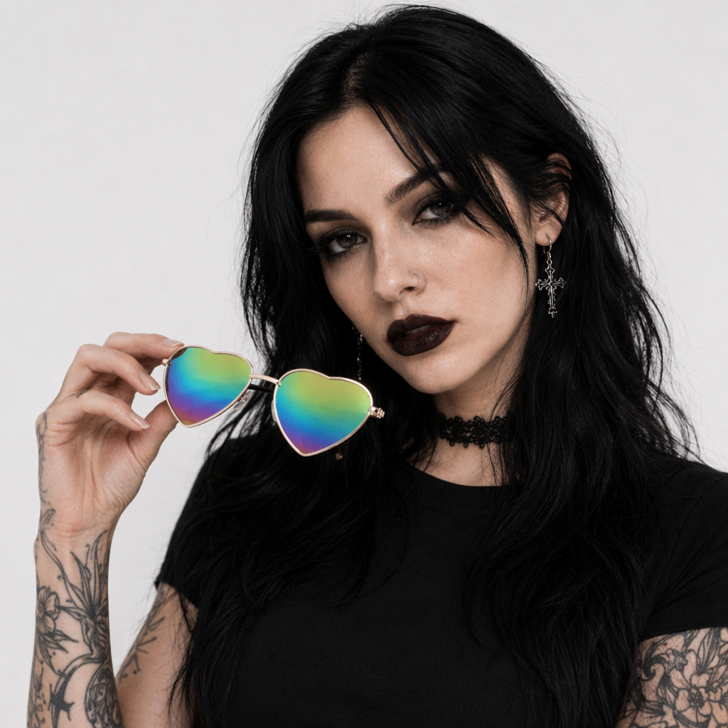Chic Heart Shaped Aviator Sunglasses in Various Colors Holographic