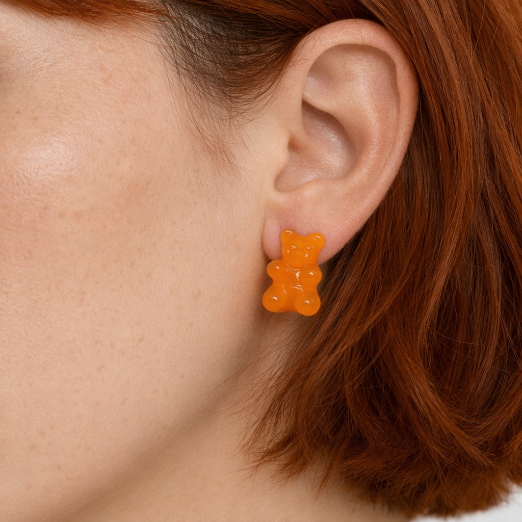 Gummy Bear Resin Earrings in Assorted Delicious Colors Orange