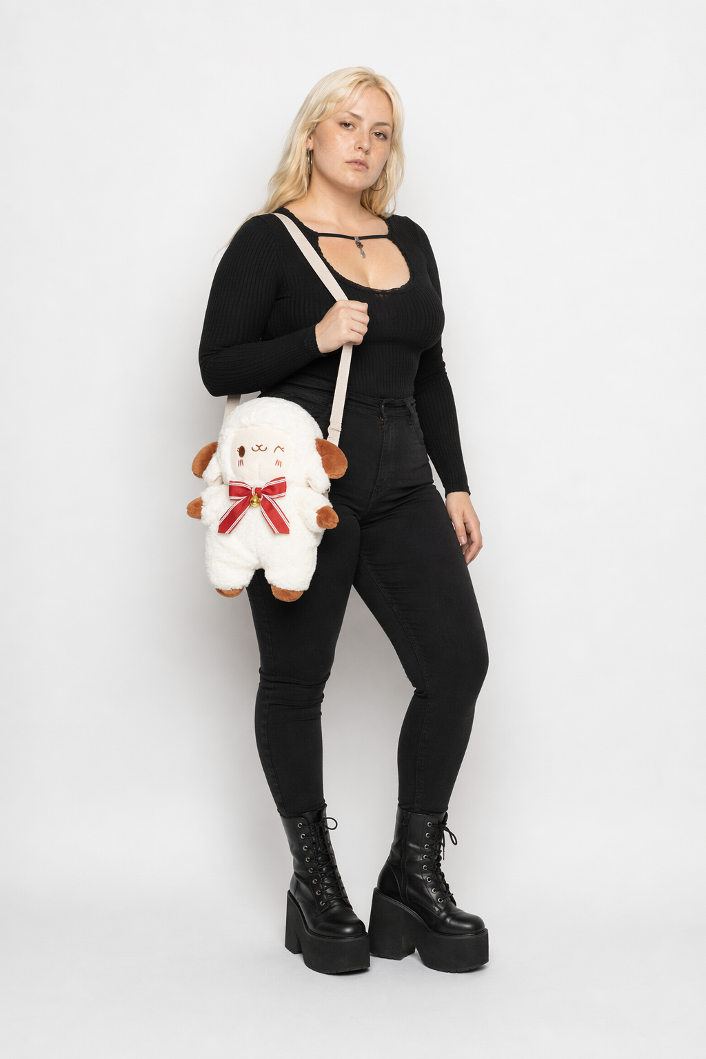 3D Kawaii Ram Sheep Crossbody Handbag for Cosparty Winky Face
