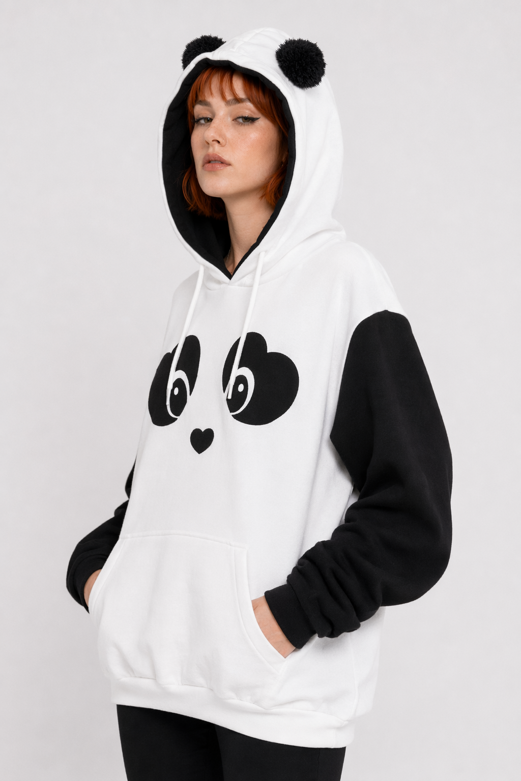 Cute Panda Bear Inspired Hoodie with Fuzzy Ears and Warm Sleeves XXL