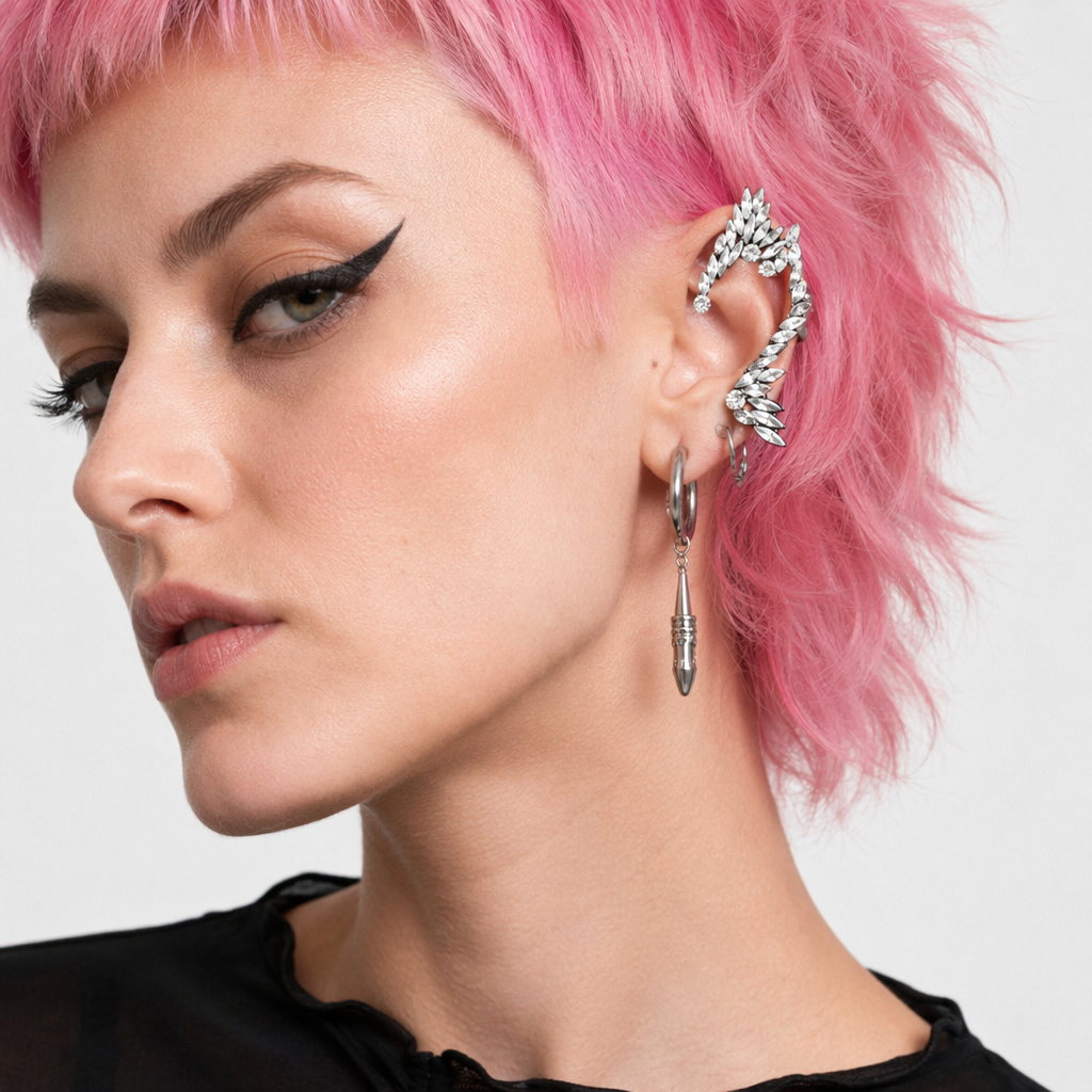 Diamond Rhinestone Elf Ear Clip-On Ear Cuff for Cosplay and Everyday Wear Default Title