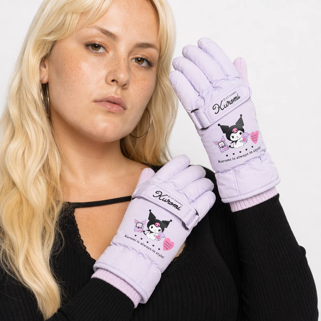 Cozy Kawaii Character Waterproof Gloves for Your Winter Wardrobe Purple Kuromi