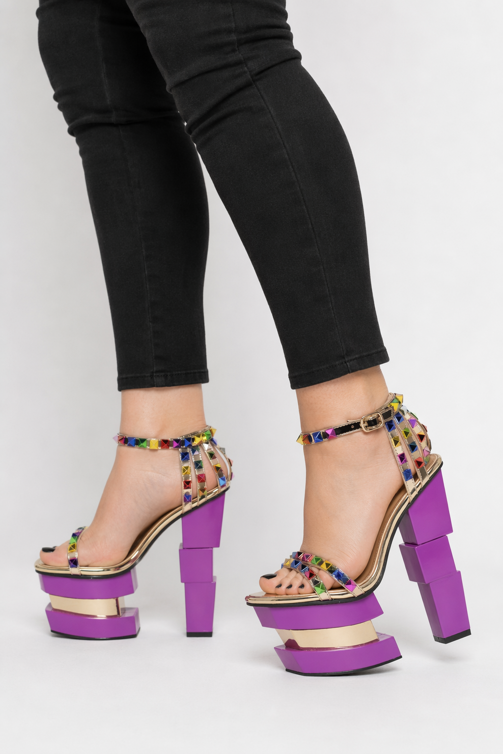 Luxury Geometric Platform Sandals with Jewel Embellishments 6