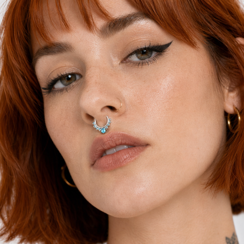 Realistic Septum Nose Rings for a Stylish Piercing Look Aqua