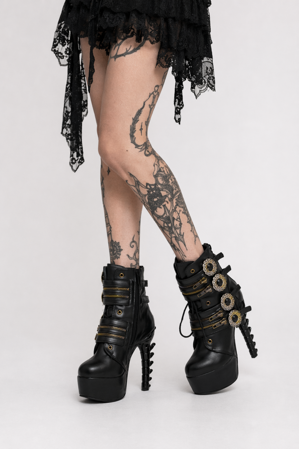 Elegant Steampunk Boots with Clockwork Wheels and Brass Accents 8