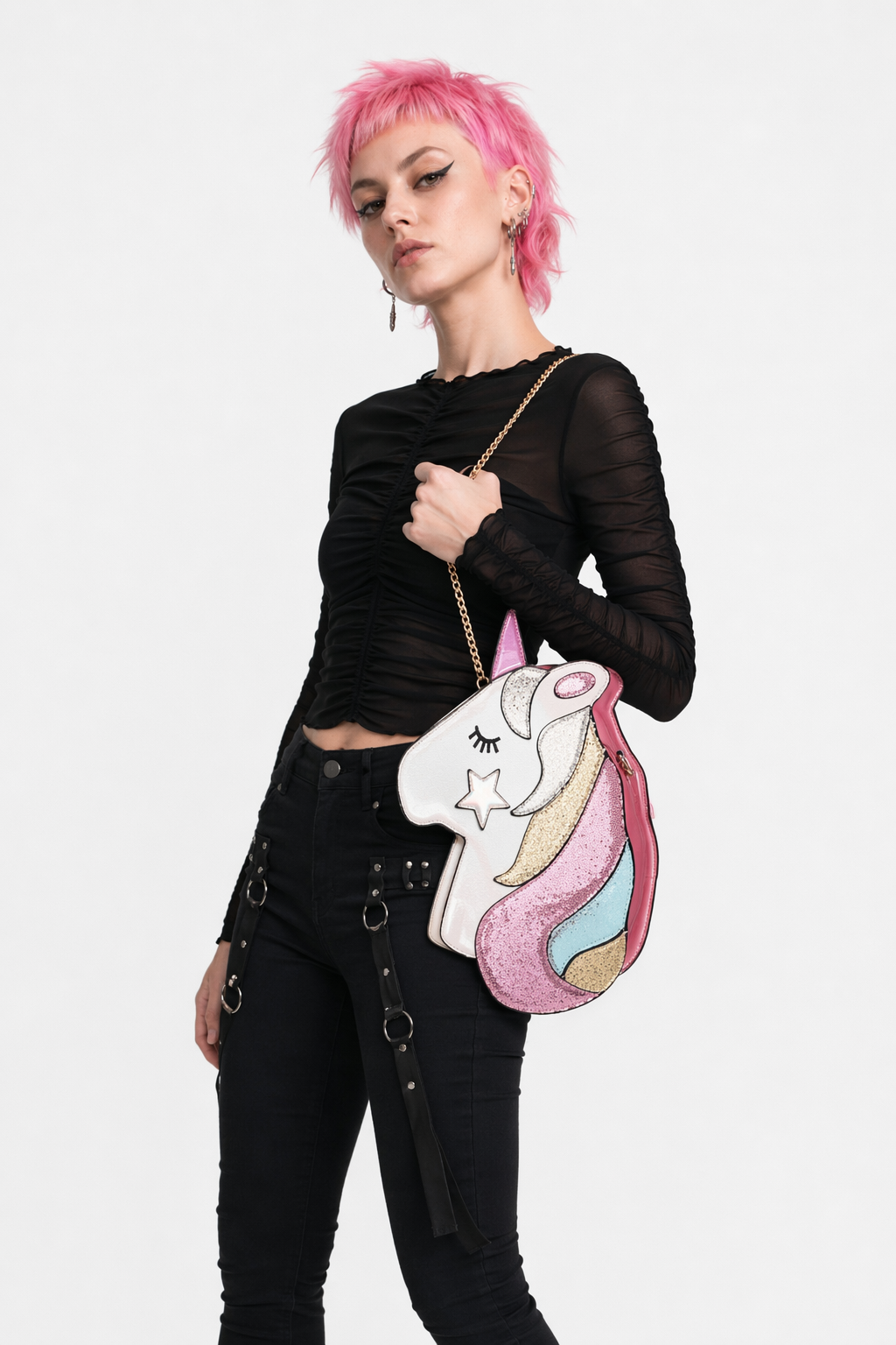 Adorable Magical Unicorn 3D Handbag in Vegan Leather Pink