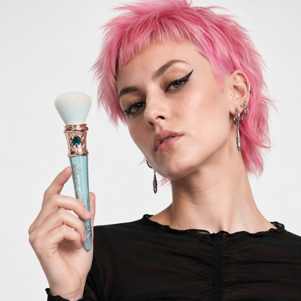 Mystical Unicorn Wool Stipple Brushes for Luxurious Makeup Application Tea Mint