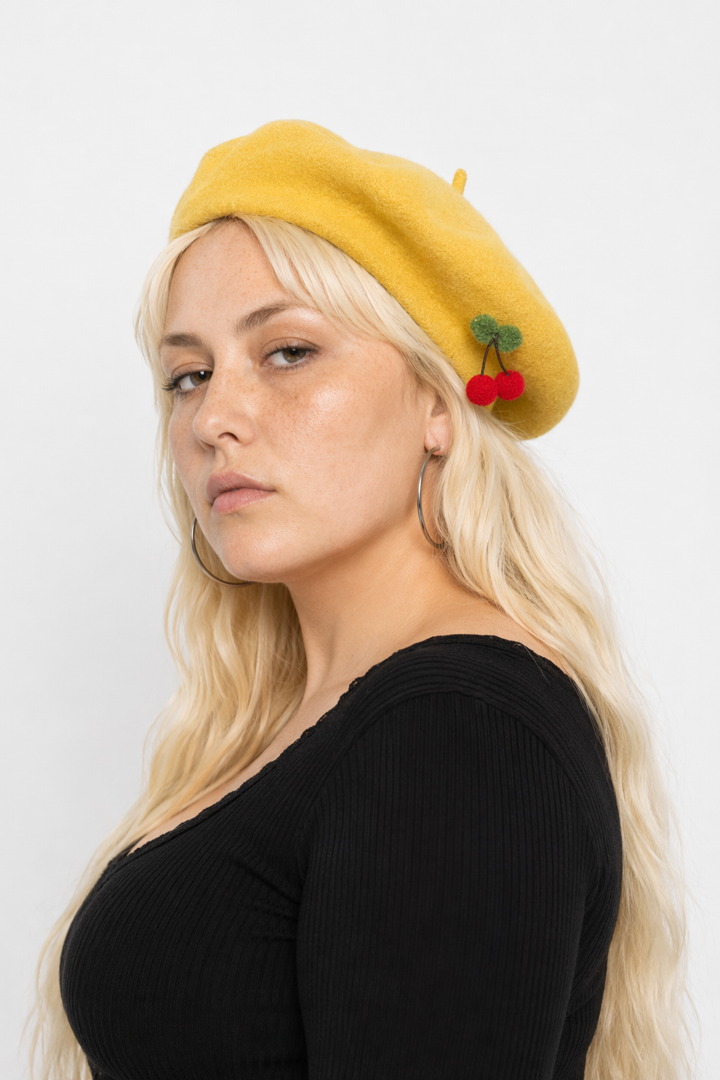 Kawaii Berets for Stylish Lolita Fashion and Accessories Yellow Single Cherry