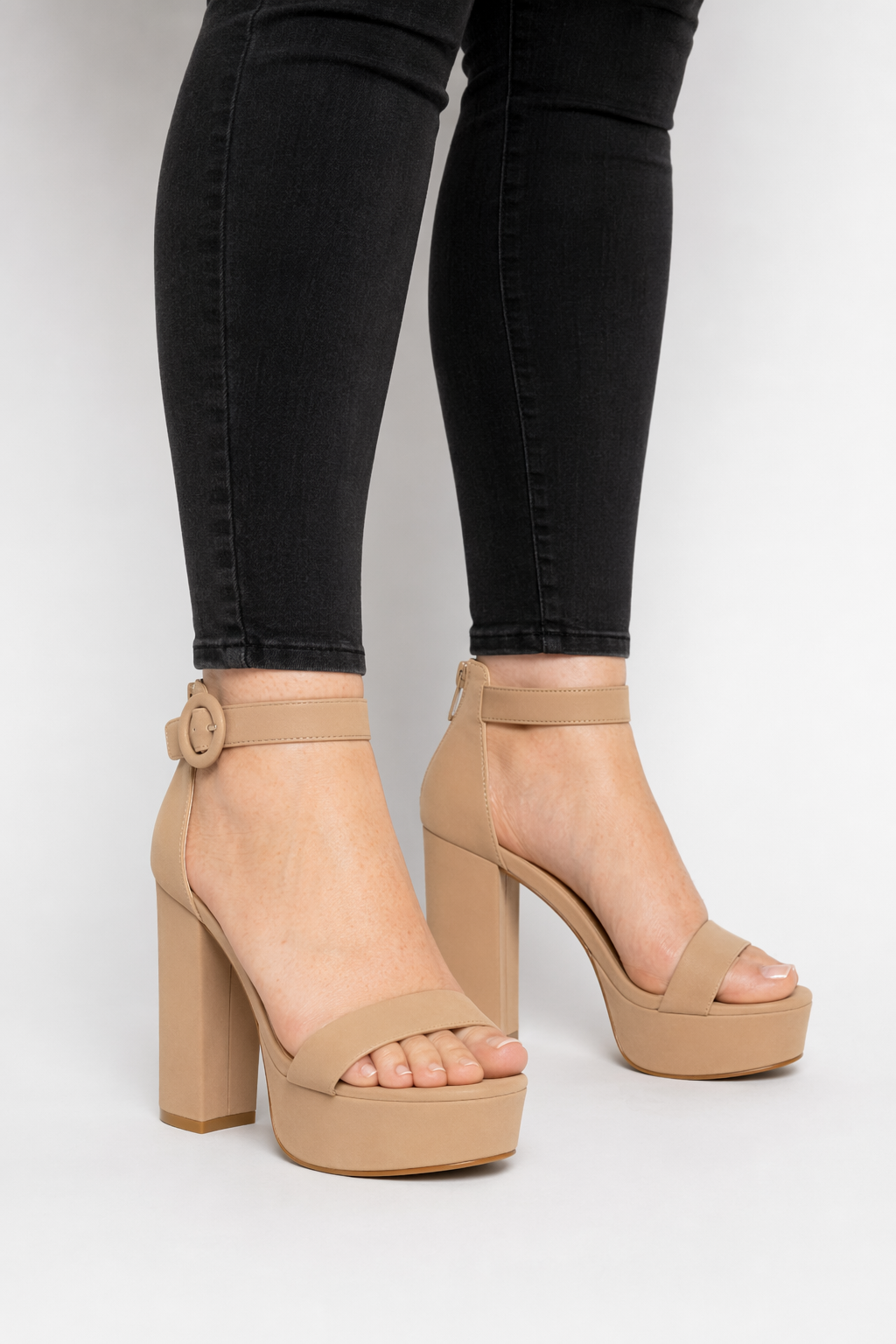 Elegant Square Heel Baby Doll Heels for a Kawaii Look in Stock Khaki