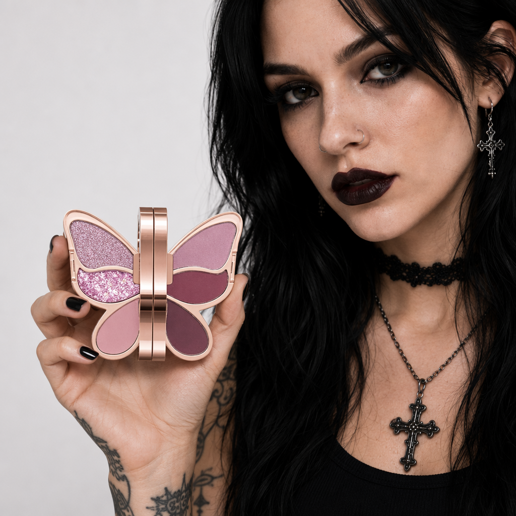 Butterfly Wing Glittering Make-Up Palette for Your Vanity Display 4 Purple East