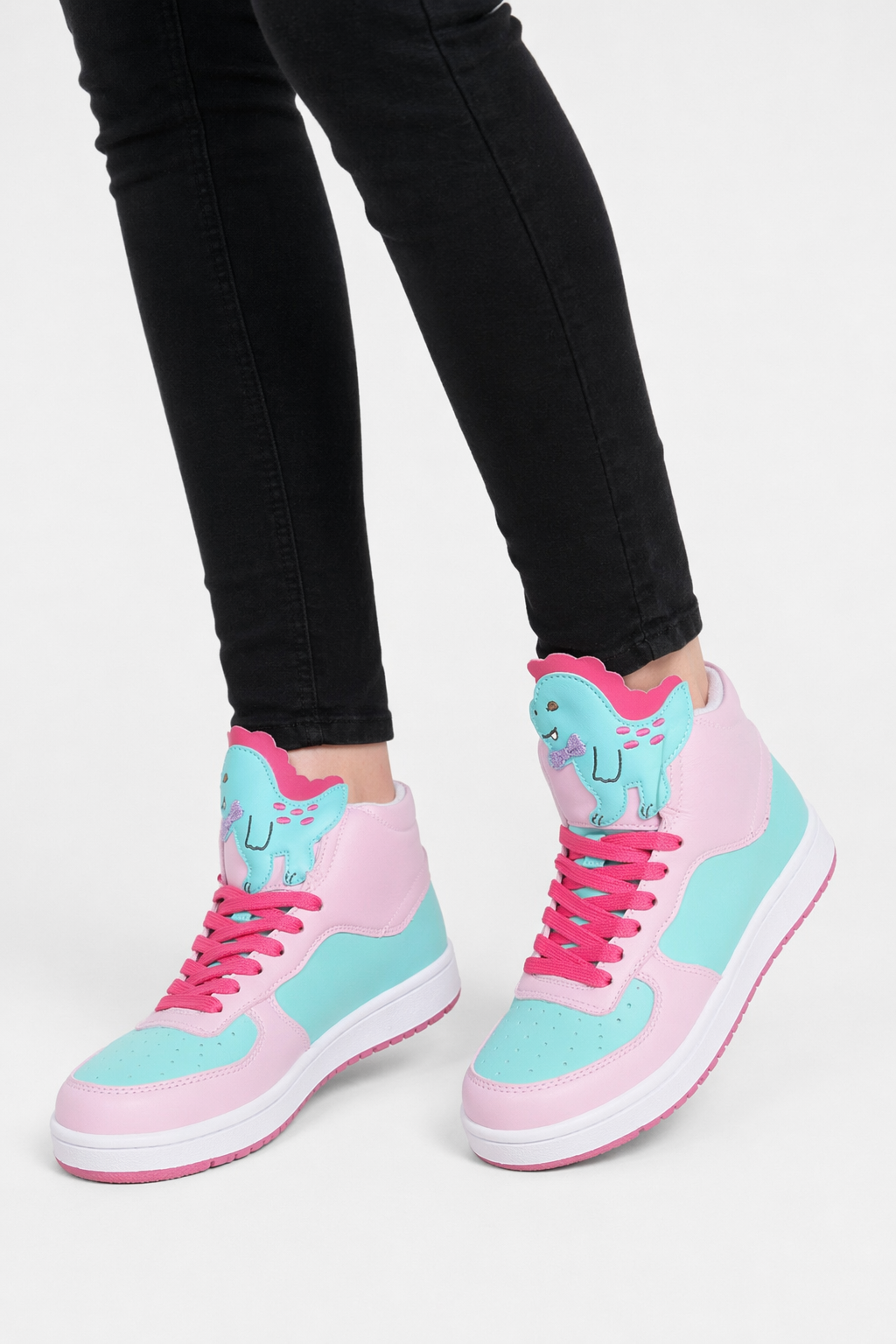 Harajuku High Top Sneakers with Pastel Dinosaur Design 7