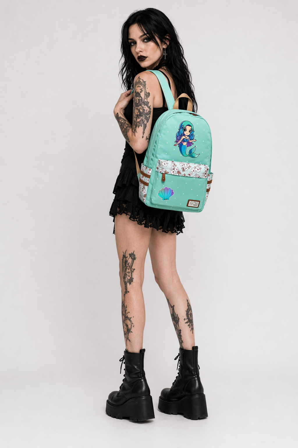 Kawaii Mermaid and Sea Creature Backpacks in Fun Designs Green 1