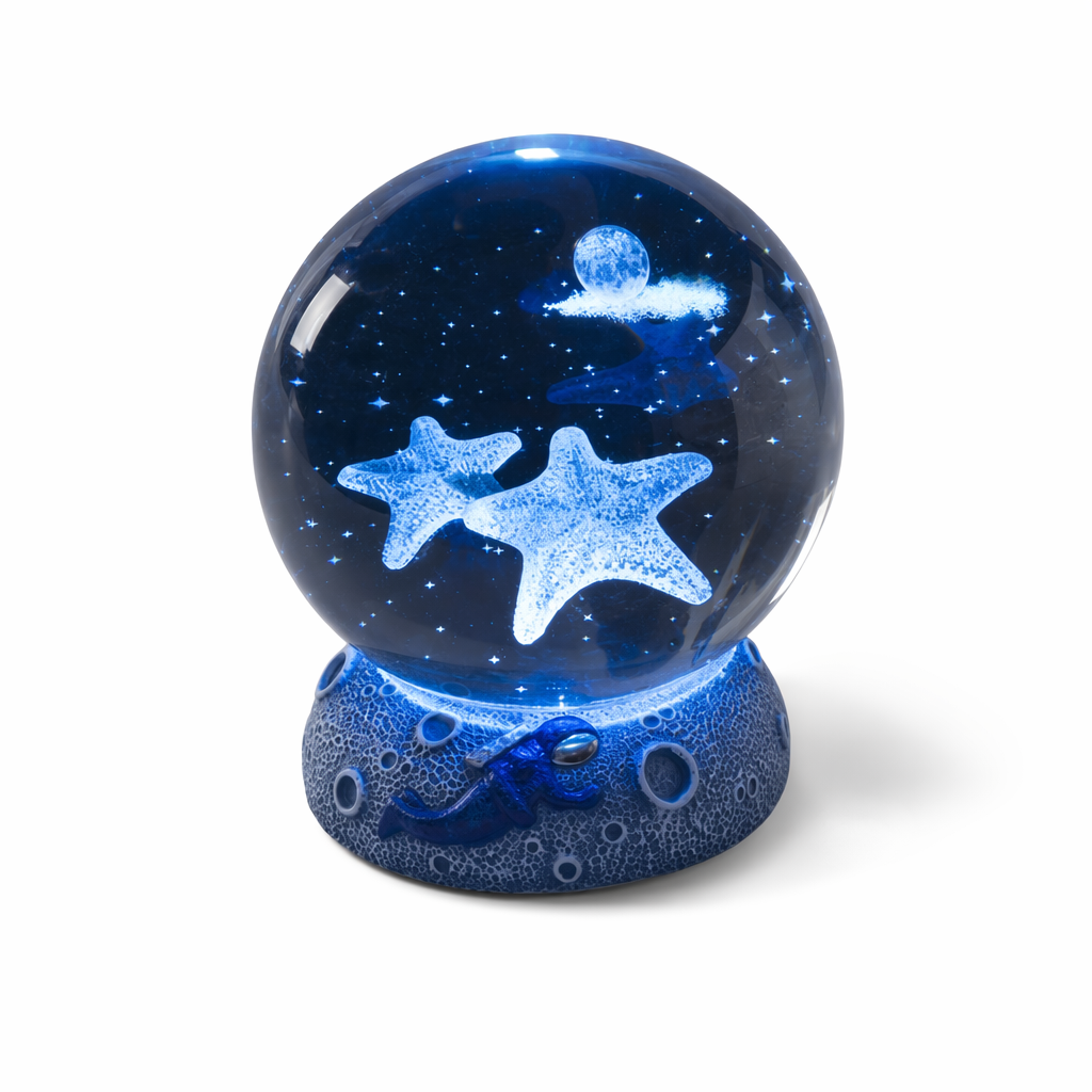 LED Aquamarine Life Snowglobe for Enchanting Underwater Ambiance Starfish
