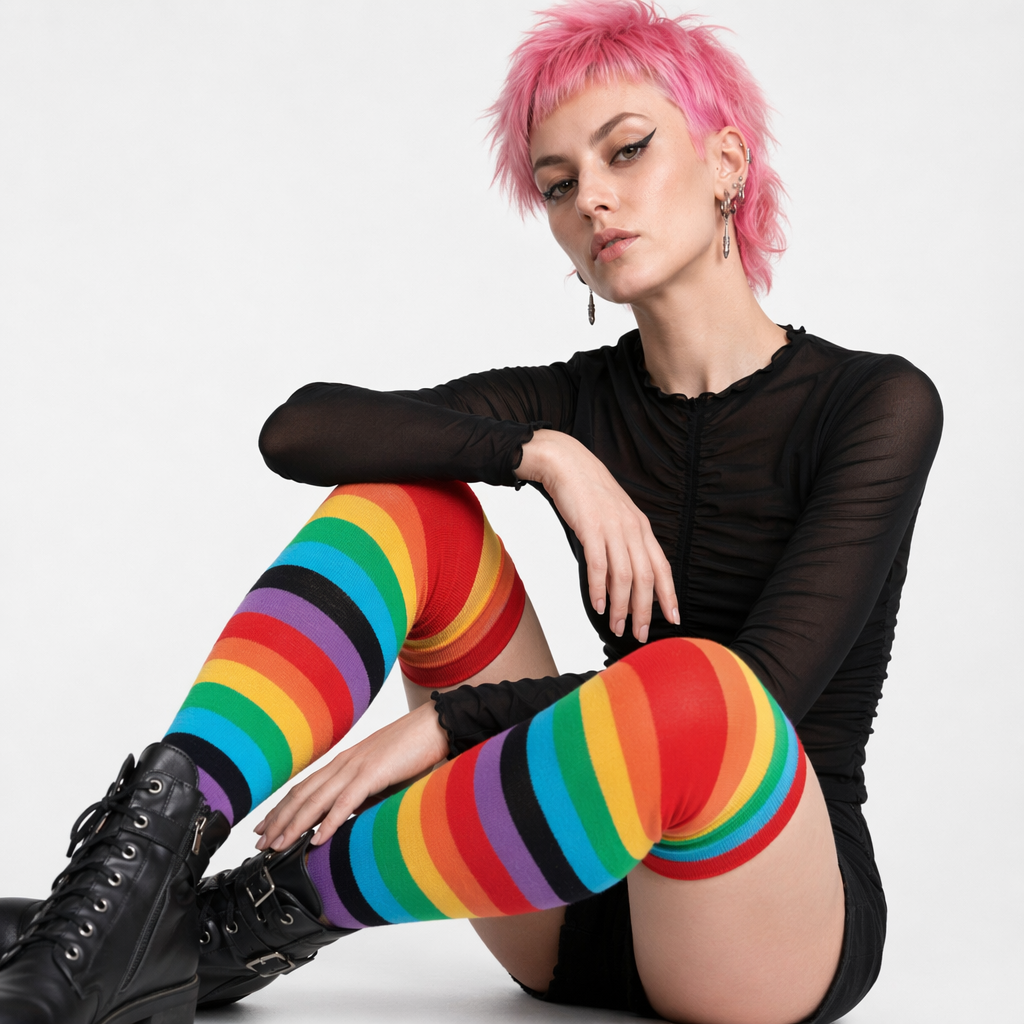 Vibrant Rainbow High Socks for Pride and Comfort Default Title