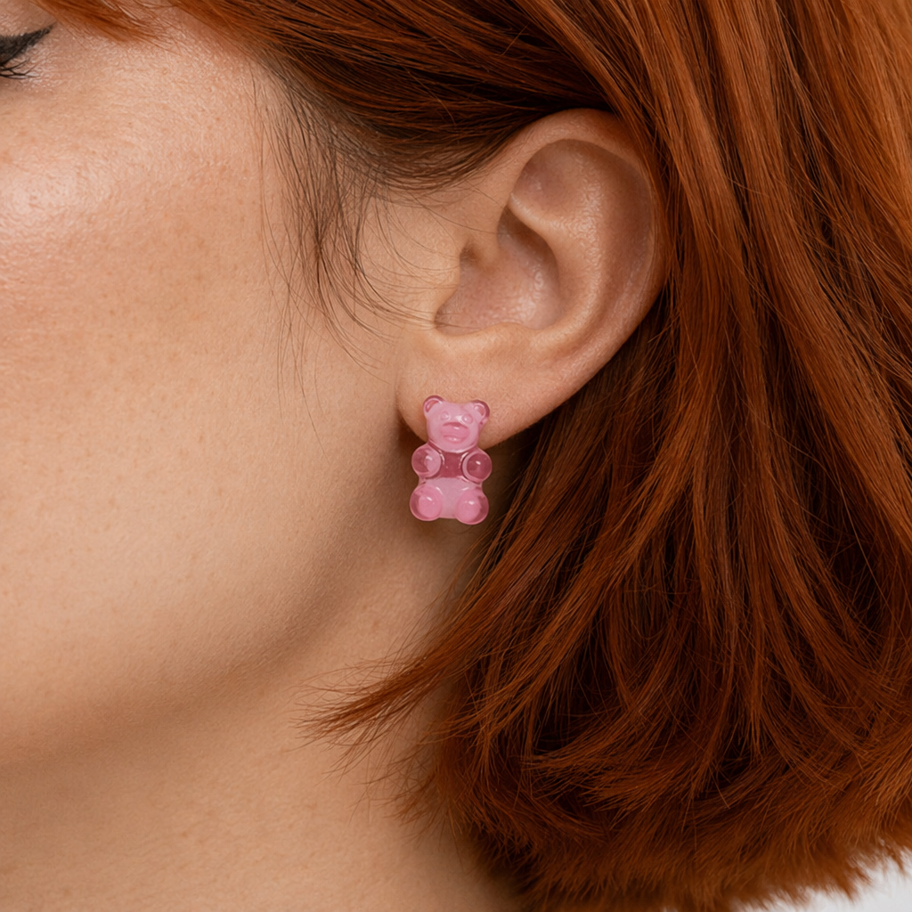 Gummy Bear Resin Earrings in Assorted Delicious Colors Pink