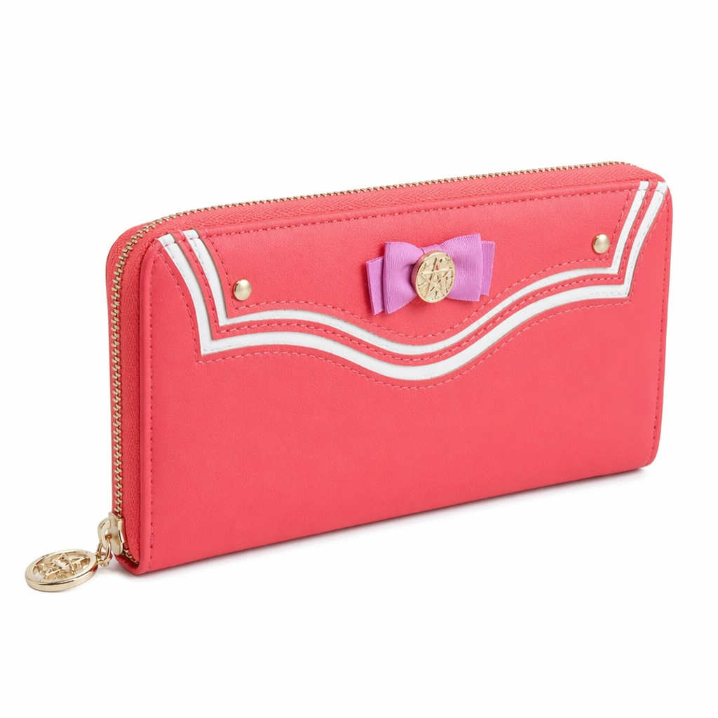 Magical Girl Inspired Zipper Clutch Wallet in Sailor Scout Style Red