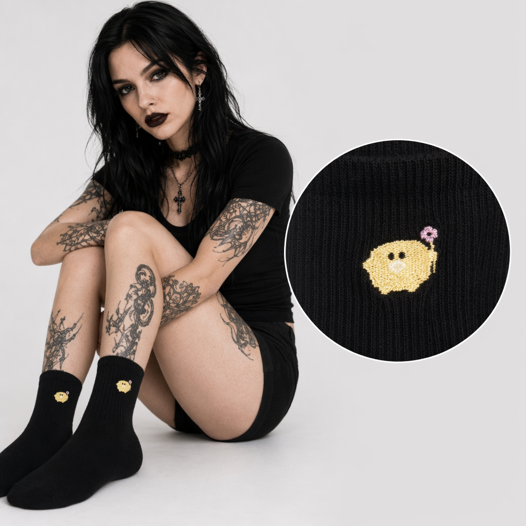 Adorable Kawaii Baby Dinosaur Socks for Cute Style Black Ducky