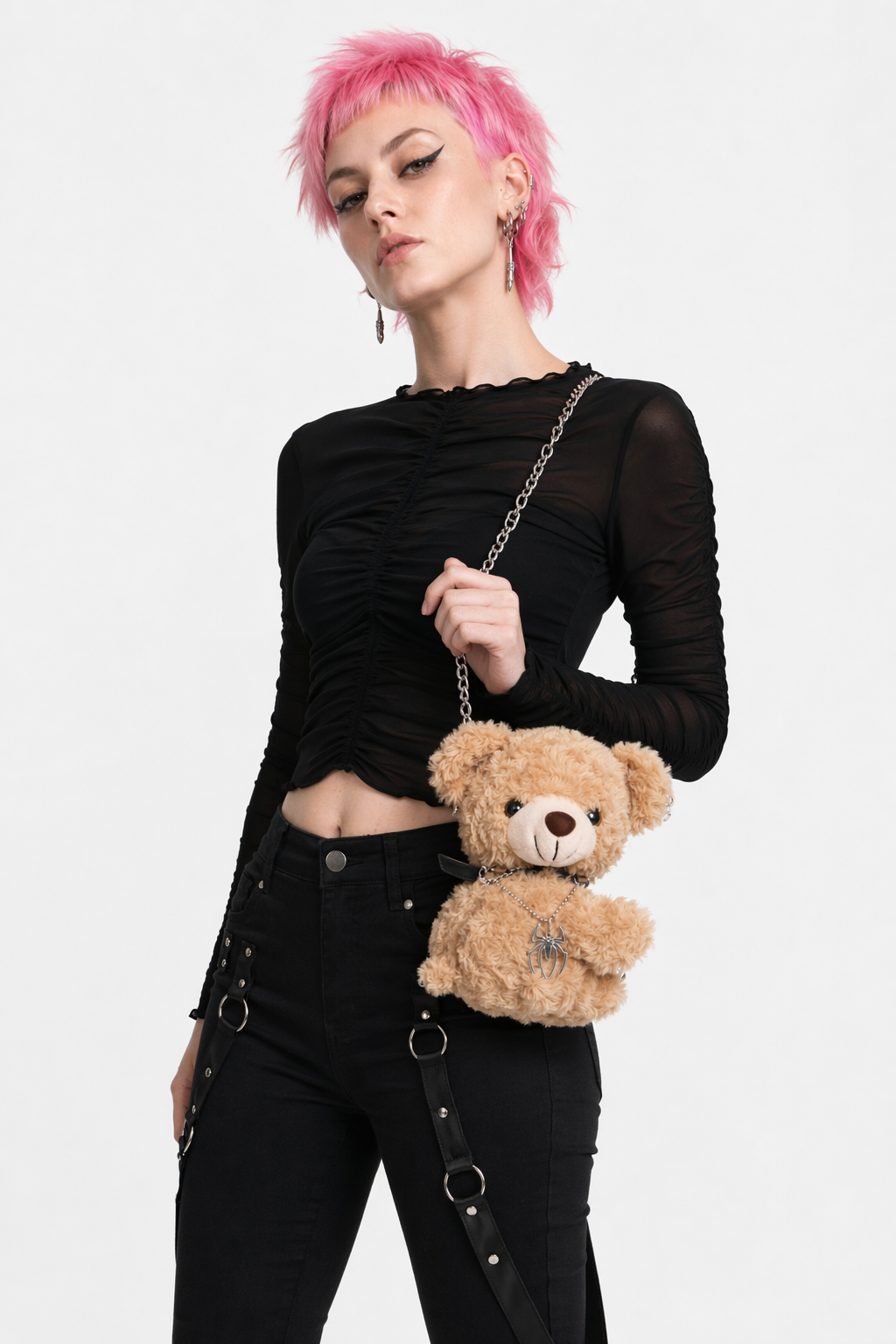 Fluffy Teddy Bear Crossbody Messenger Bag for Cosparty Fun 20cm Bear