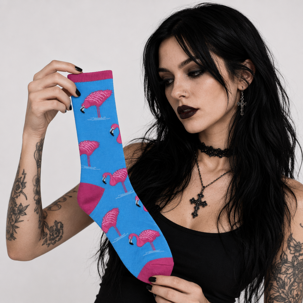 Vibrant Angel Kitten Socks for Kawaii Fashion Lovers Pink Flamingo