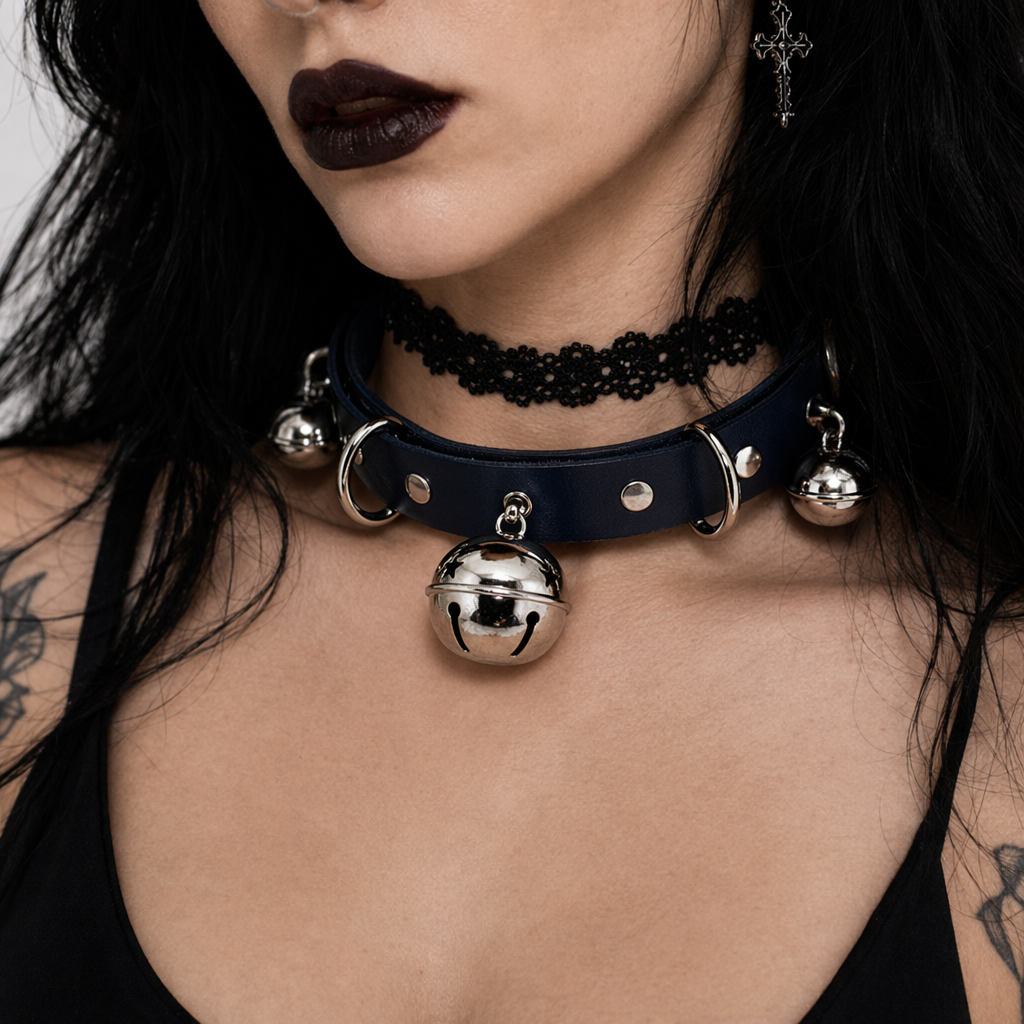 Gorgeous Bell Collar Inspired by Neko Cosplay Culture Navy
