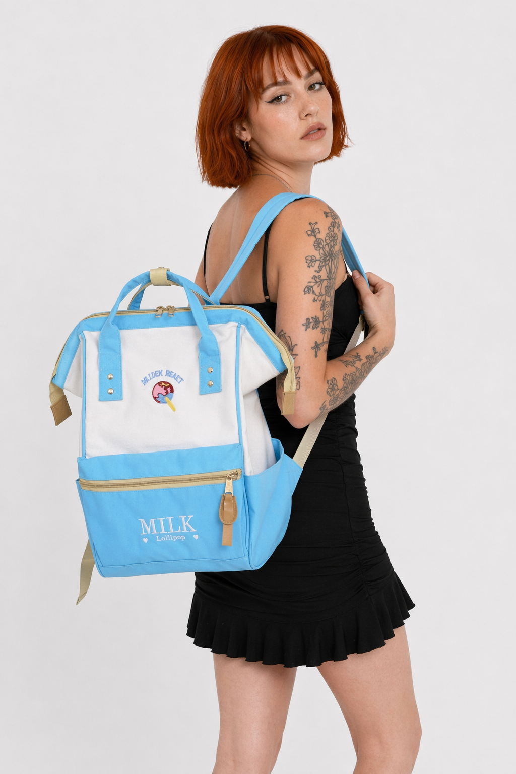 Strawberry Milk Kawaii Backpack for Stylish Everyday Wear Blue Milk