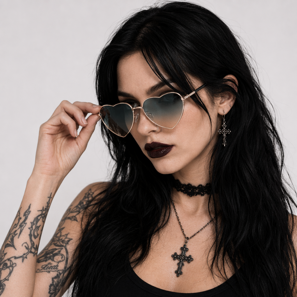 Chic Heart Shaped Aviator Sunglasses in Various Colors Gray Gradient