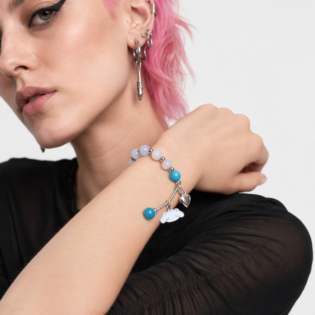 Kawaii Beaded Bracelets Inspired by Sanrio Characters Big Bead Blue Cinna