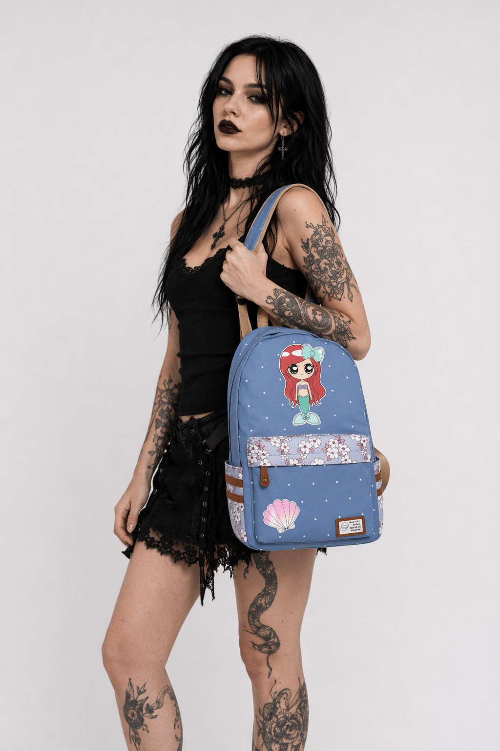 Kawaii Mermaid and Sea Creature Backpacks in Fun Designs Light Blue 4