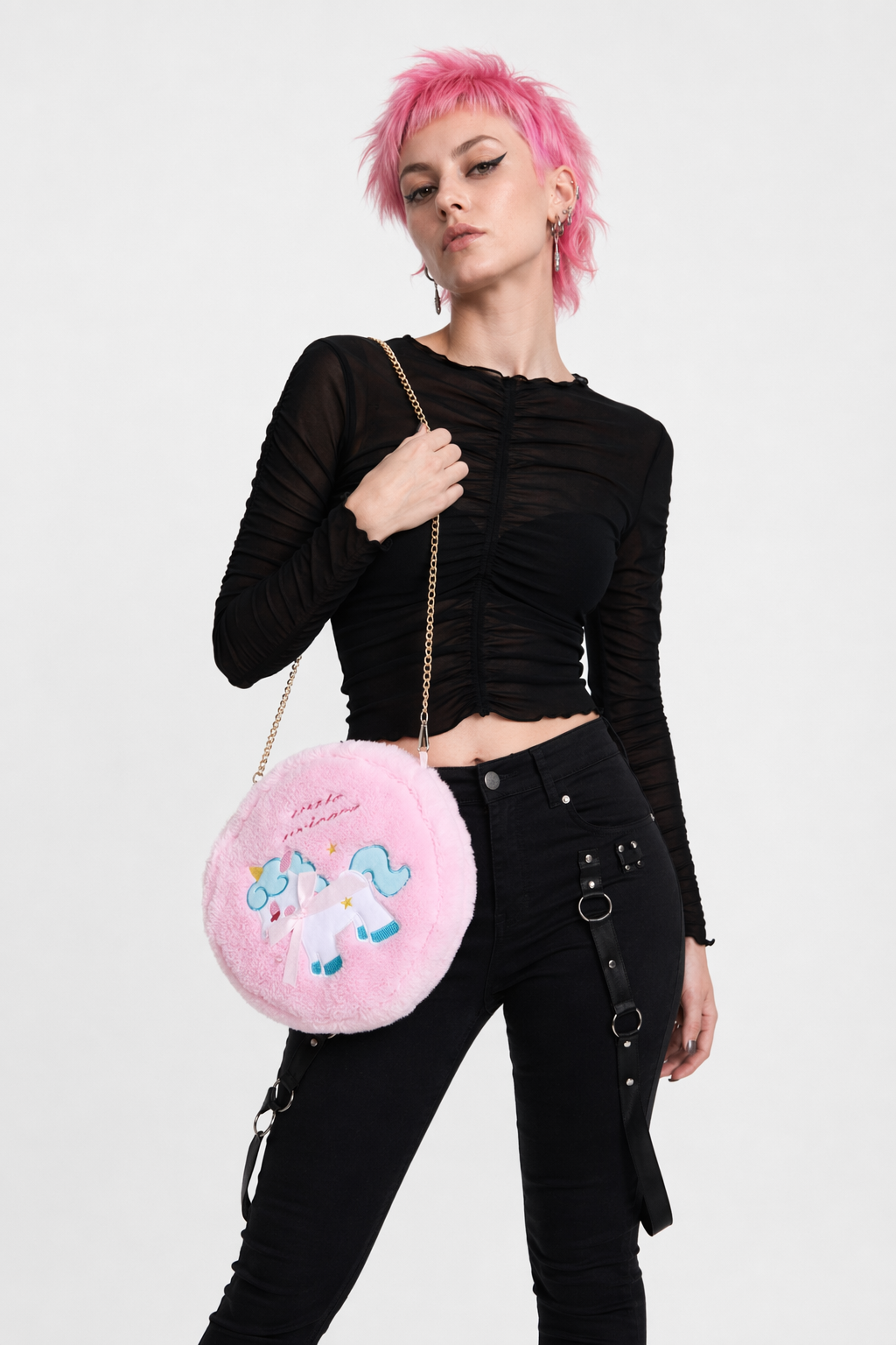 Milky Pastel Fluffy Lolita Purses for Kawaii Fashion Lovers Pink Unicorn Purse