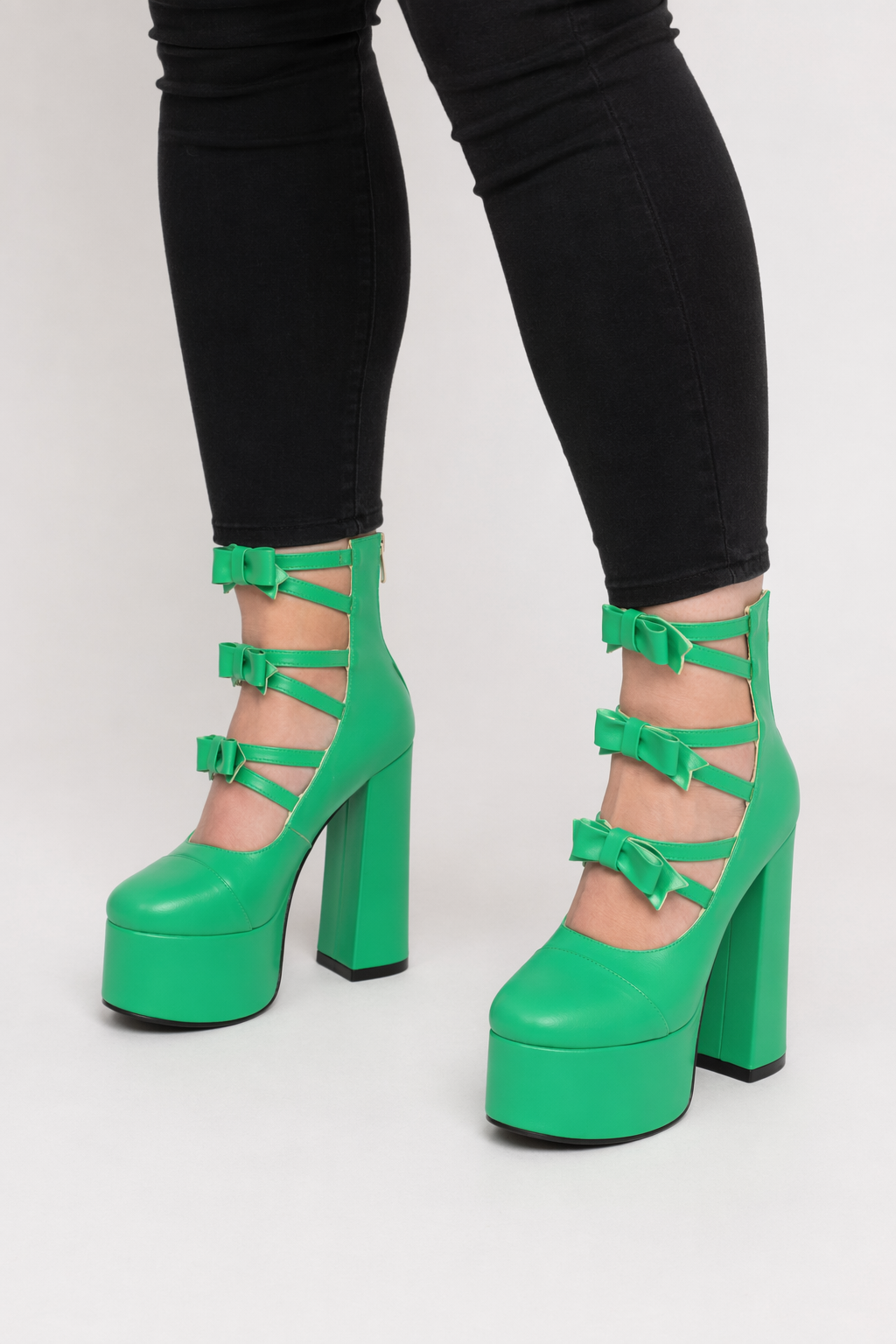 Baddie Babydoll Heels for Kawaii and Lolita Style Enthusiasts Ribbon Green