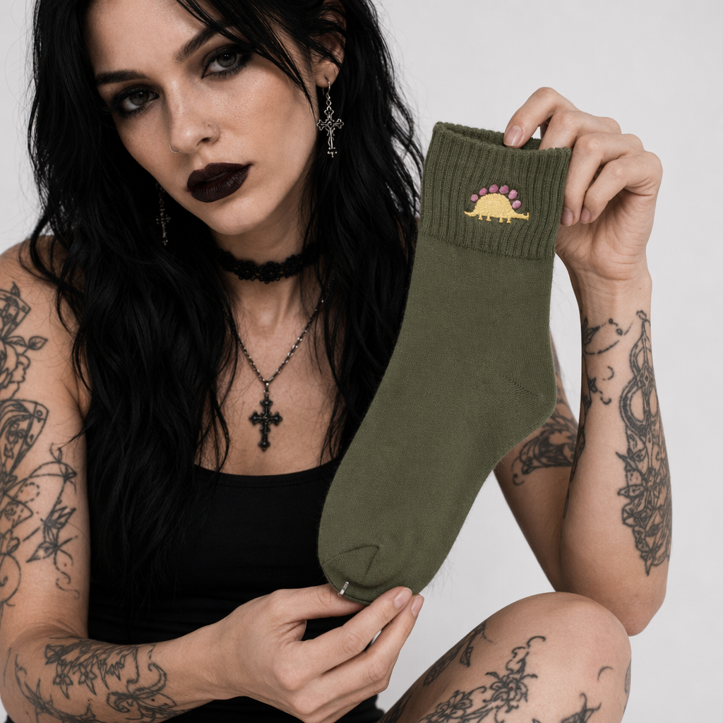 Adorable Kawaii Baby Dinosaur Socks for Cute Style Green Triceratops
