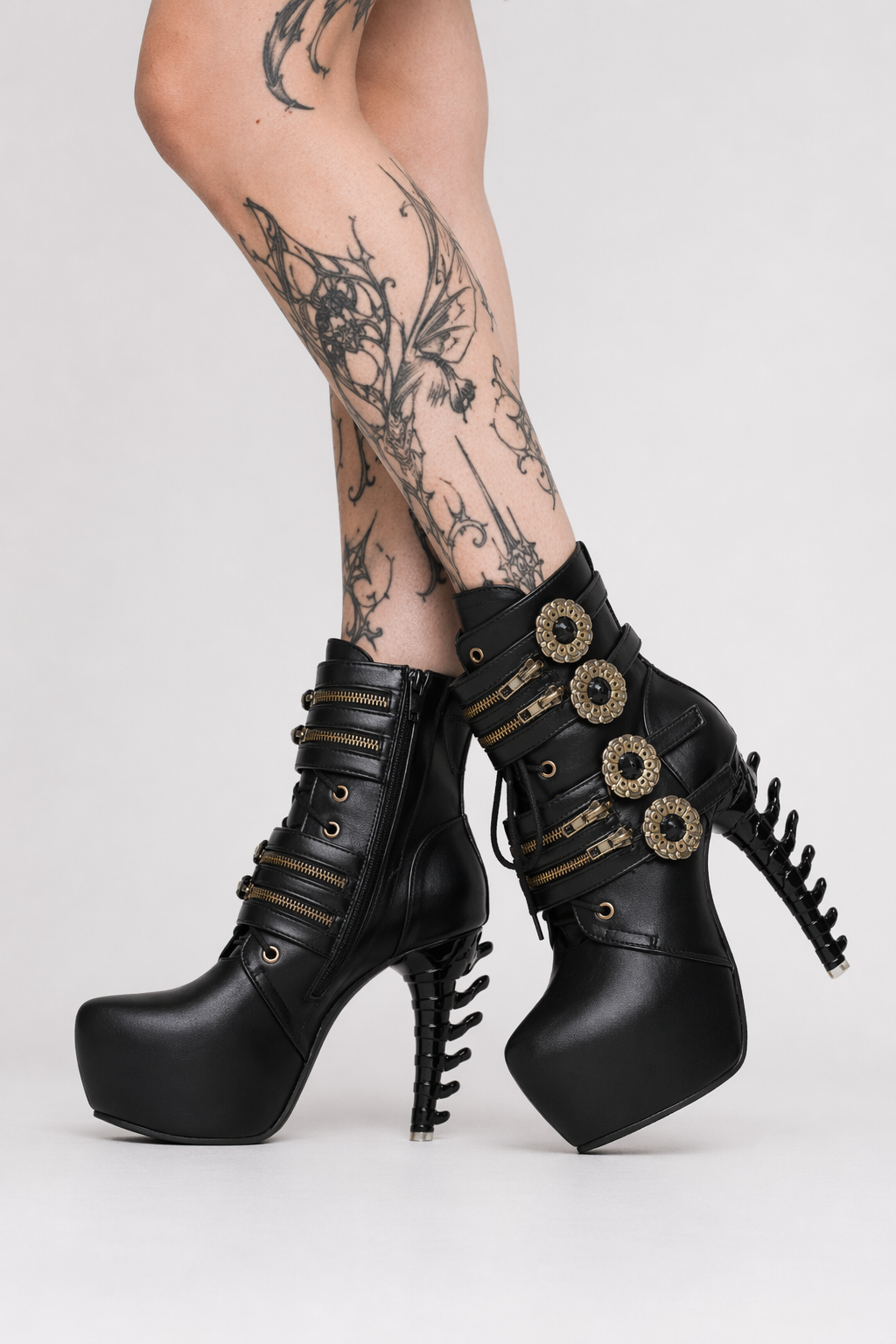 Elegant Steampunk Boots with Clockwork Wheels and Brass Accents 7