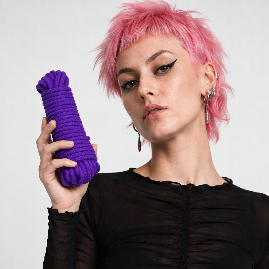 High-Quality Cotton Shibari Rope for Bondage Aesthetic Photoshoots 10m Purple