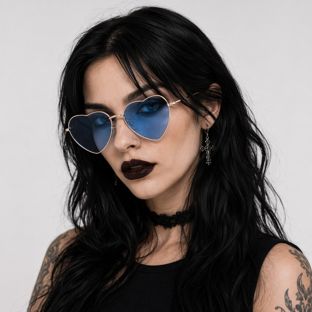 Chic Heart Shaped Aviator Sunglasses in Various Colors Sky Blue