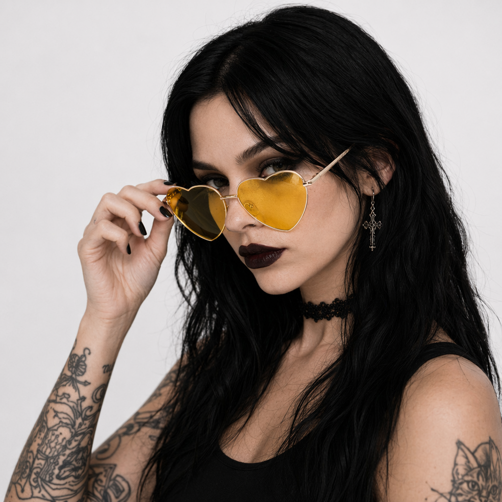 Chic Heart Shaped Aviator Sunglasses in Various Colors Yellow