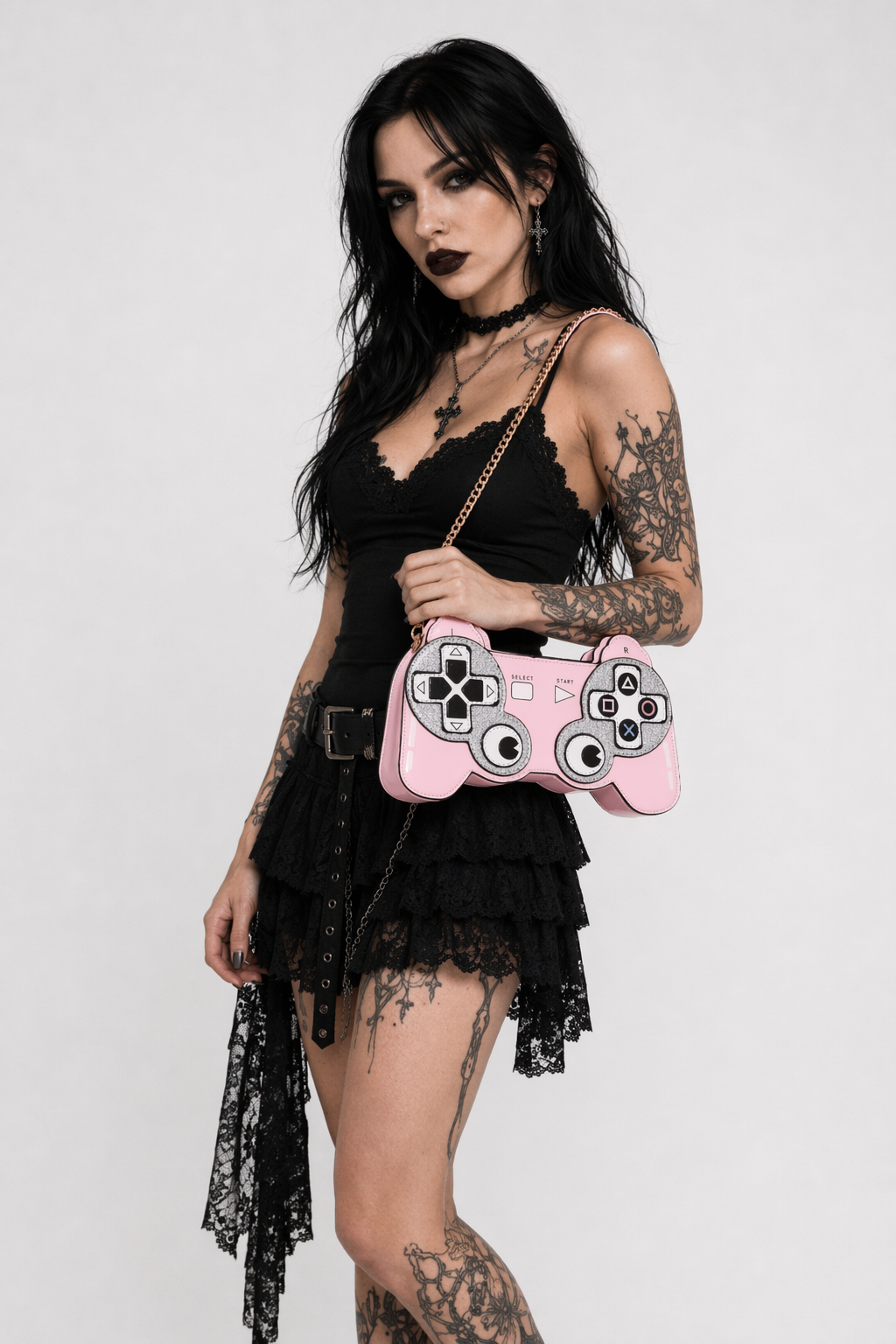 Kawaii Gamer Girl Handbag Large and Stylish In Stock New Condition Pink Bag