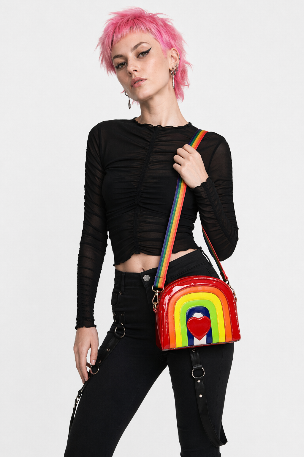 Long Rainbow Heart Purse for a Shiny and Unique Style Default Title