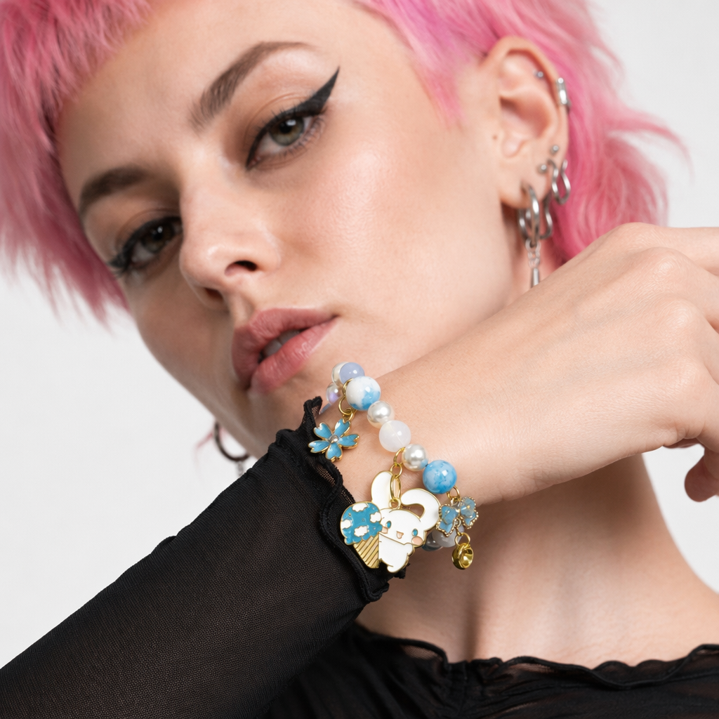 Kawaii Beaded Bracelets Inspired by Sanrio Characters Blue Bead Cinna