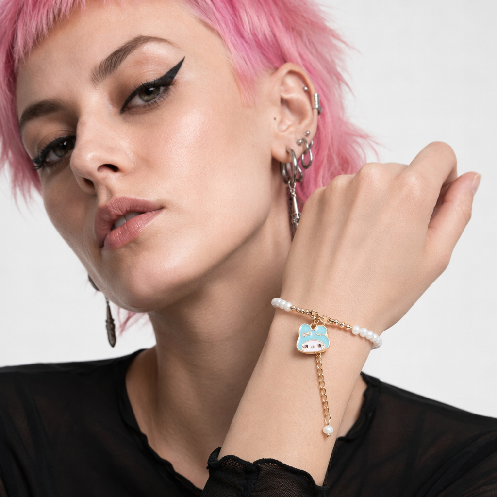 Kawaii Beaded Bracelets Inspired by Sanrio Characters Blue Chain Melody