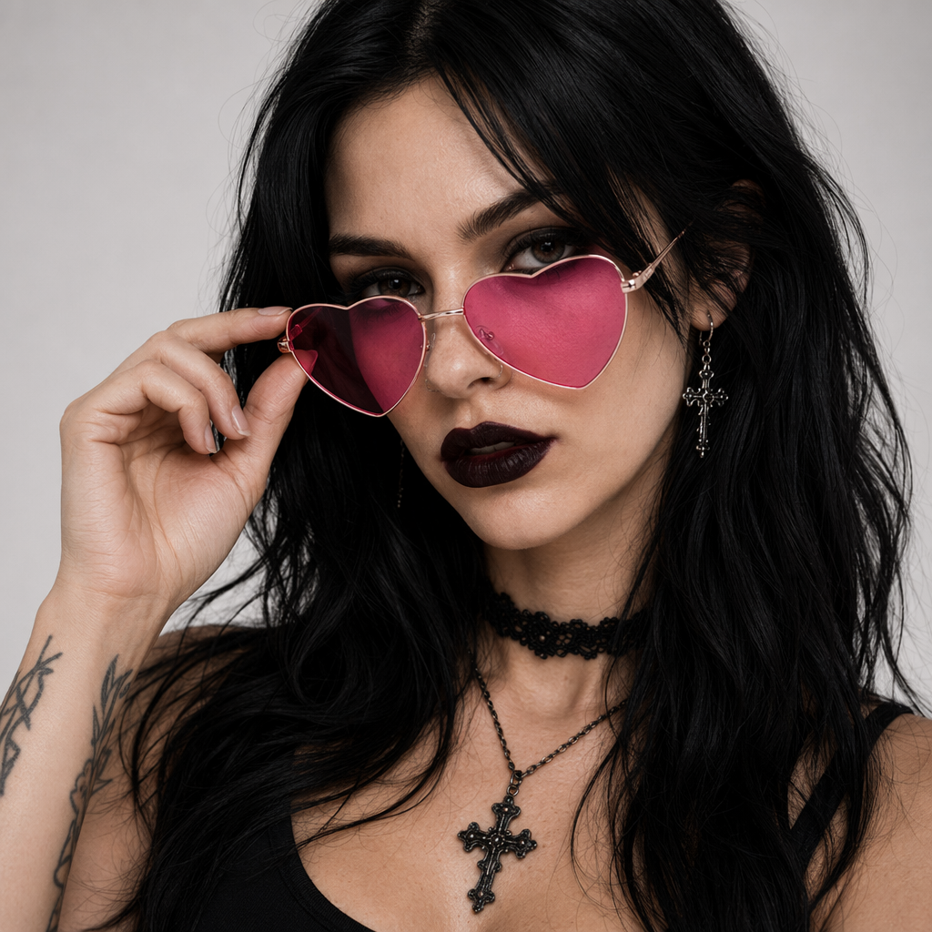 Chic Heart Shaped Aviator Sunglasses in Various Colors Pink