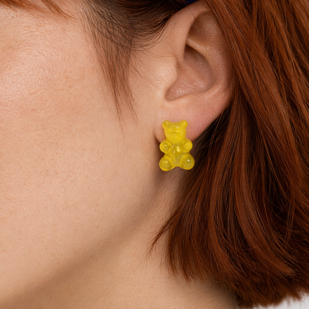 Gummy Bear Resin Earrings in Assorted Delicious Colors Yellow