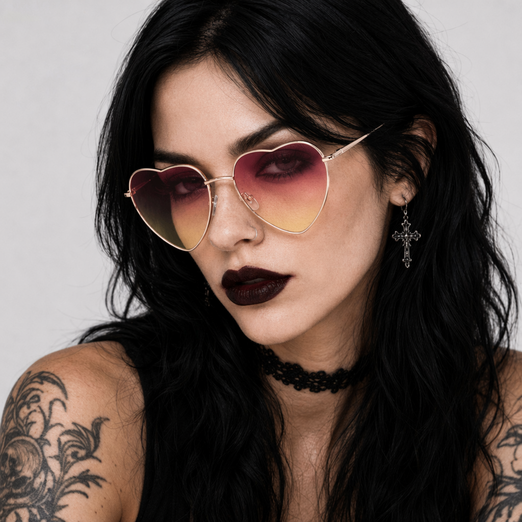 Chic Heart Shaped Aviator Sunglasses in Various Colors Pink Yellow