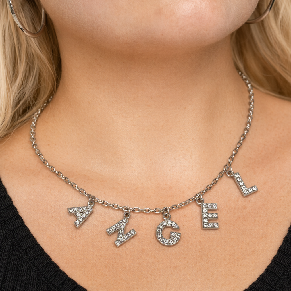 Dazzling Daddy Necklace with Sparkling Rhinestones ANGEL