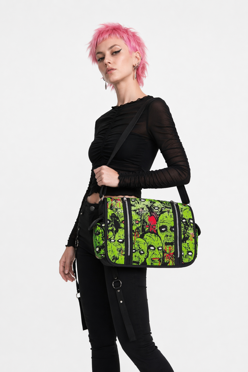 Quirky Green Zombie Parade Handbag for Year-Round Spookiness Default
