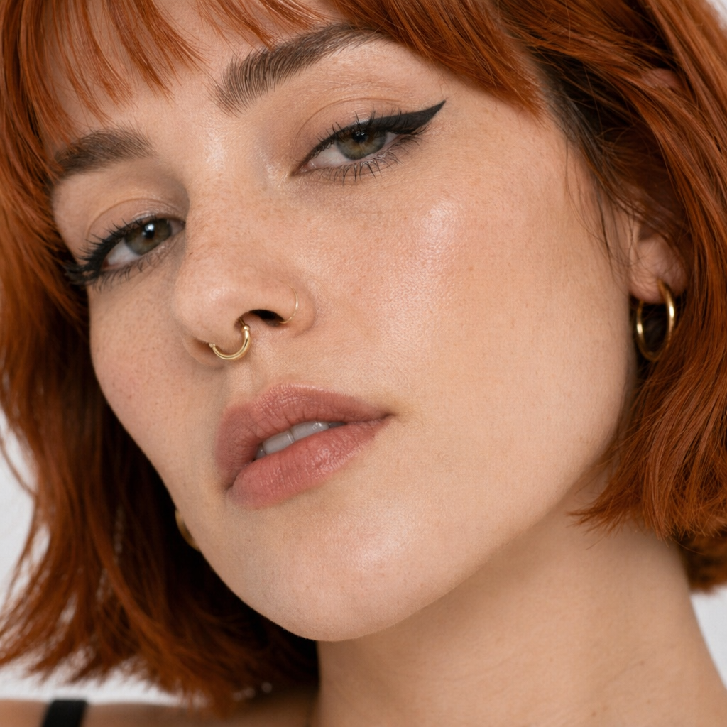 Realistic Septum Nose Rings for a Stylish Piercing Look Plain Gold