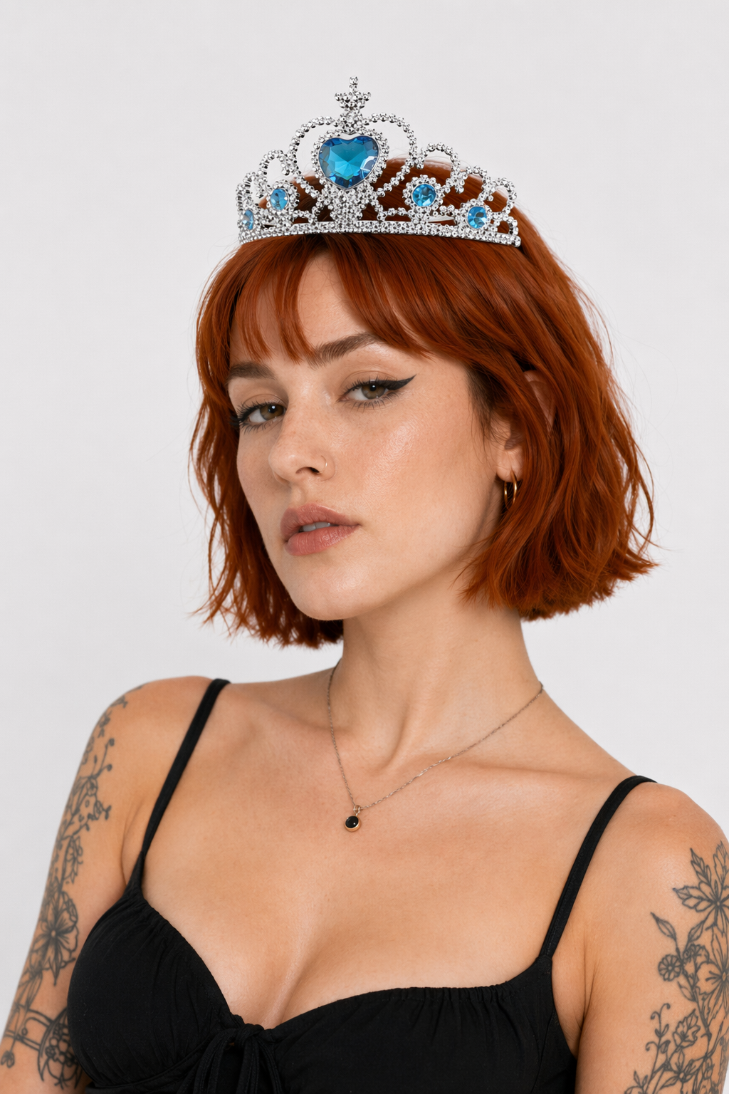Rhinestone Embellished Gemstone Princess Tiara Blue