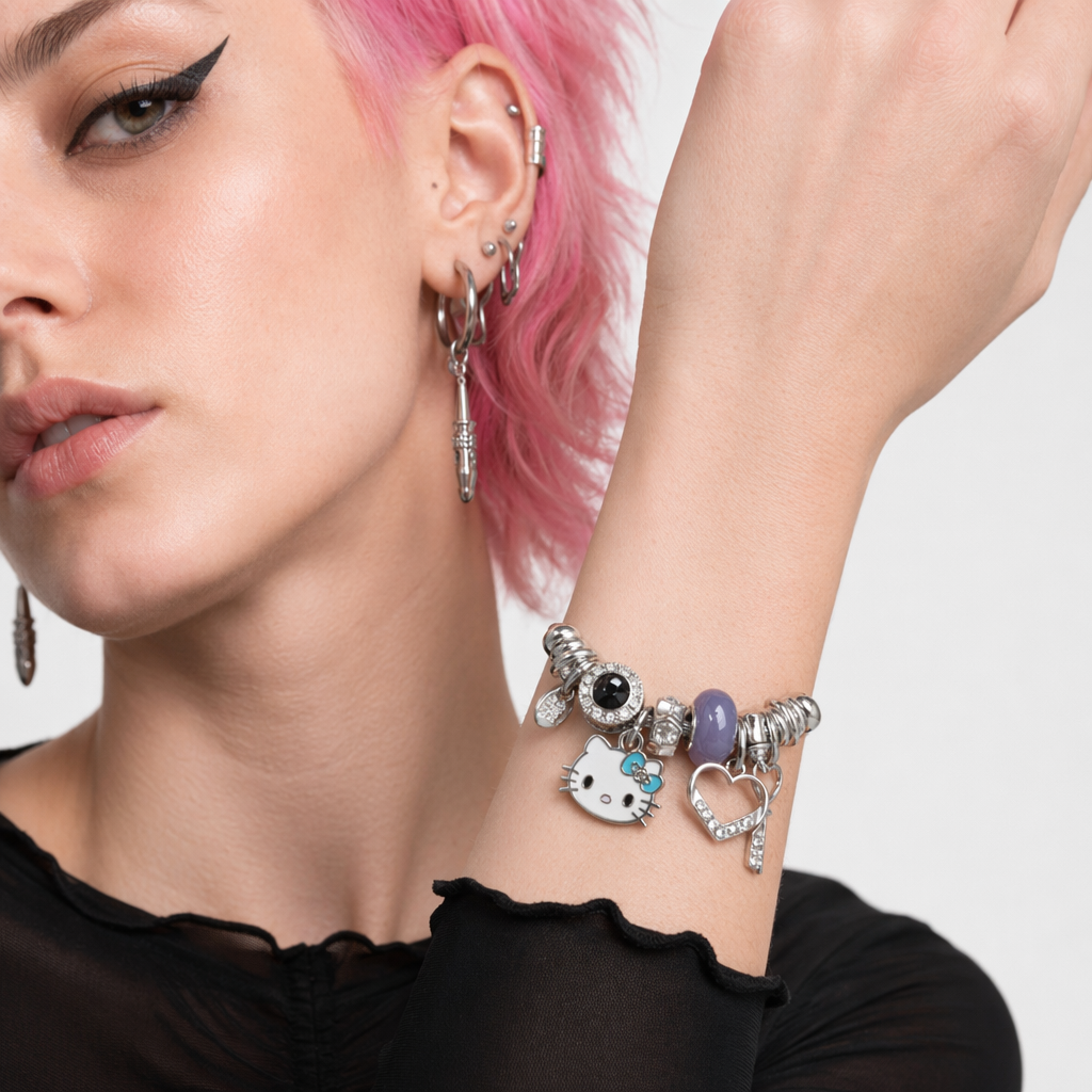 Kawaii Beaded Bracelets Inspired by Sanrio Characters Kitty Blue