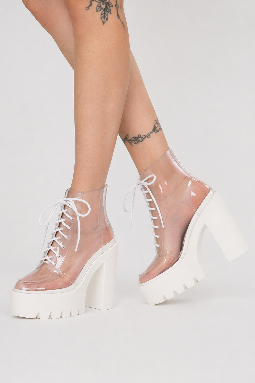 Chunky Square-Heeled Baby Doll Ankle Boots with Clear TPU Upper 6
