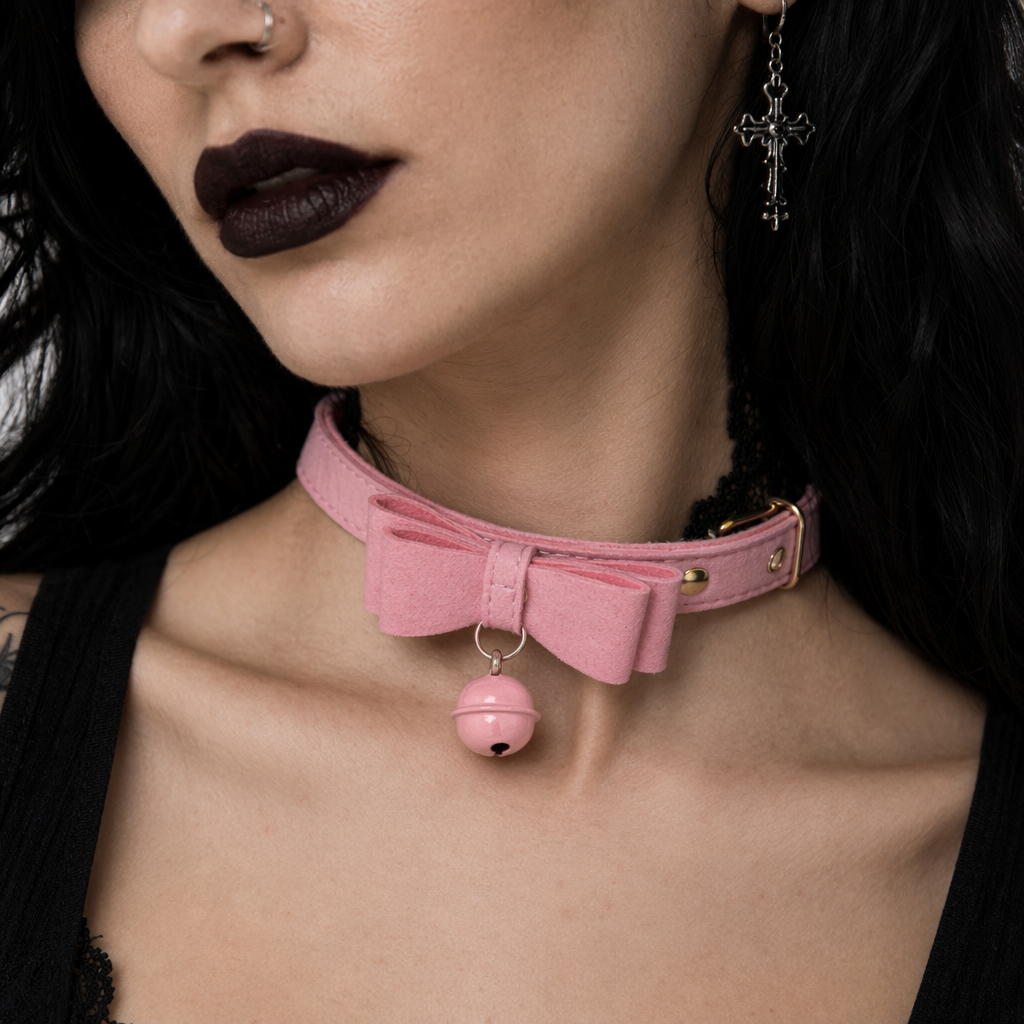 High Quality Bow and Bell Kitten Collar for Cosparty Pink